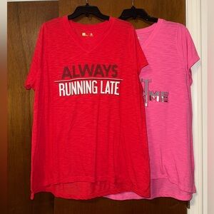 2 lot Xersion Red and Pink Women Graphic Tees